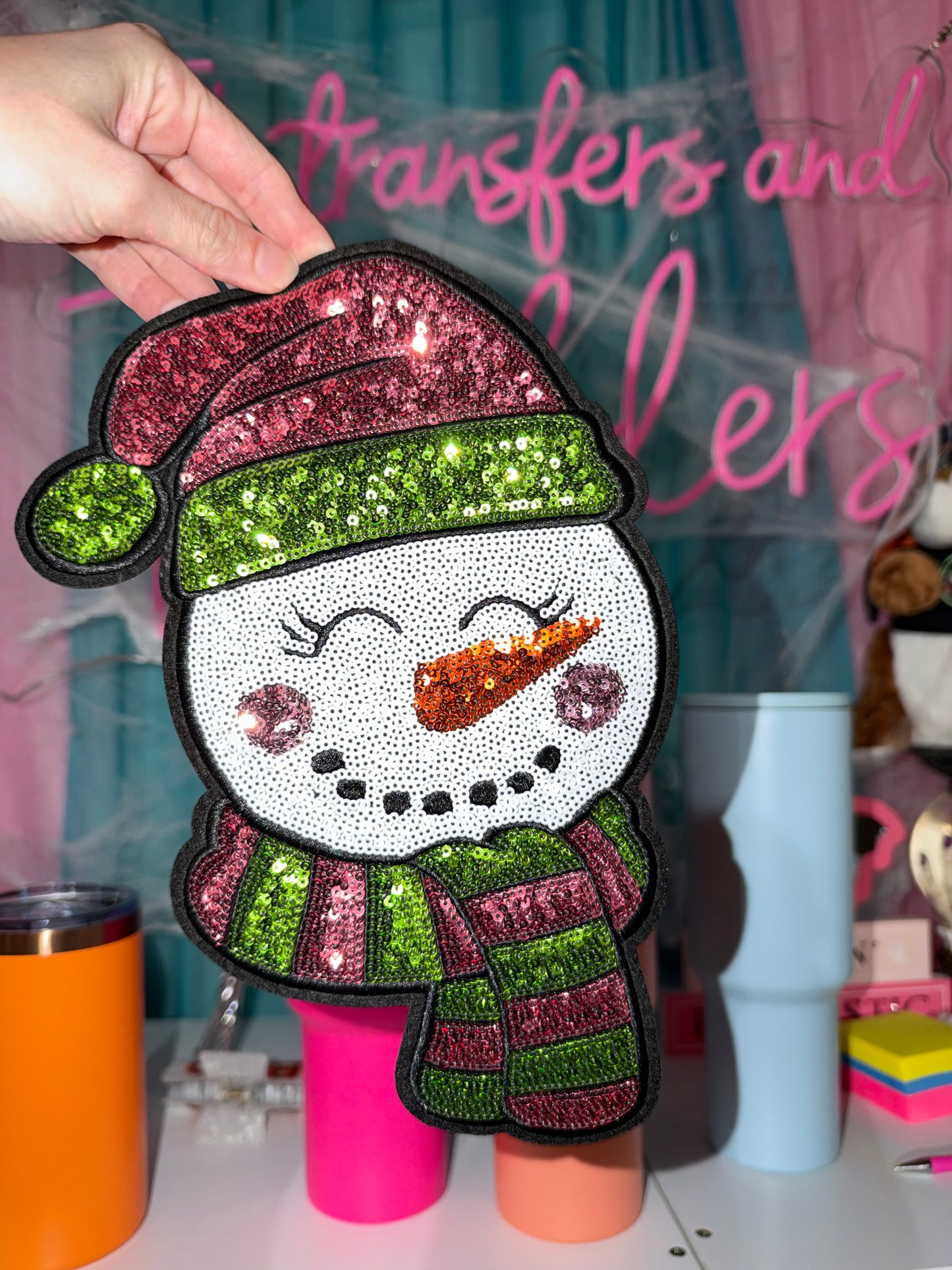Snowman Sequin Chenille Patch