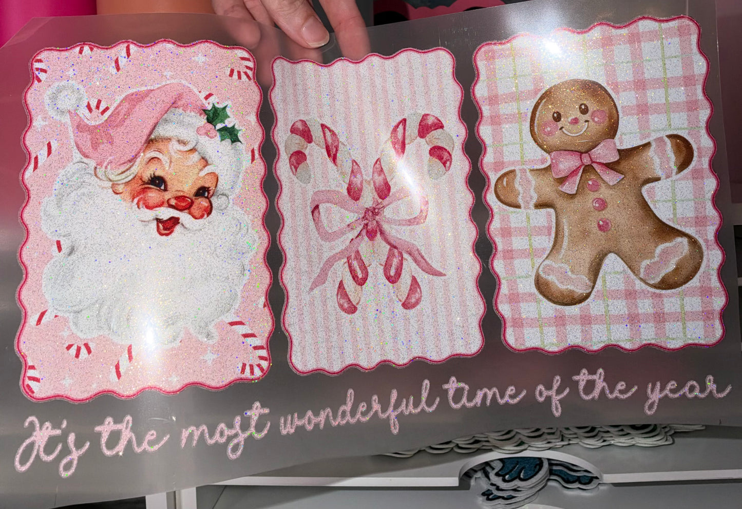 Most Wonderful Time of the Year Pink - Glitter Screen Print