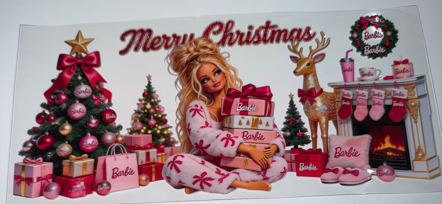Present Christmas Doll - 16oz UV DTF Cup Wrap