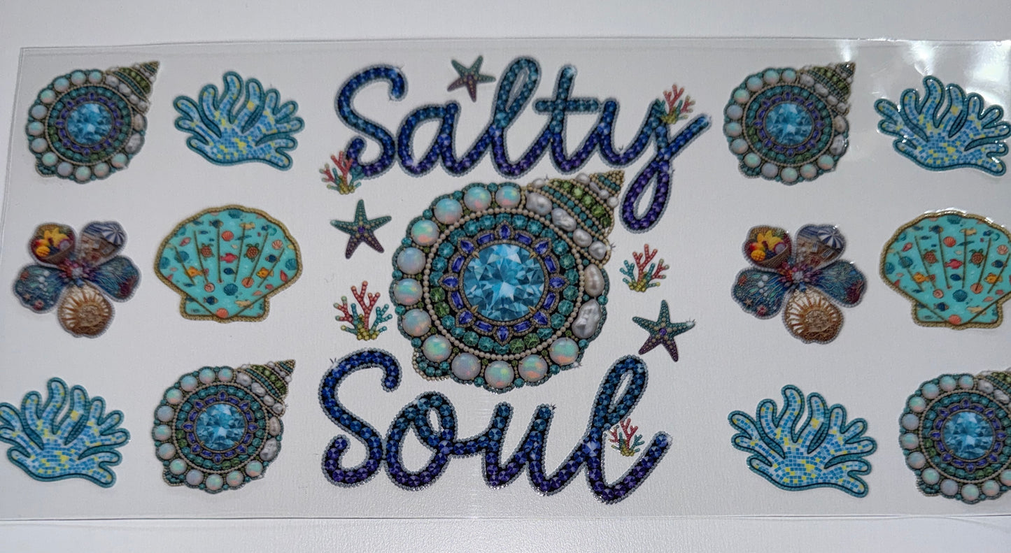Salty Soul Faux Bling - 16oz Uv DTF Cup Wrap