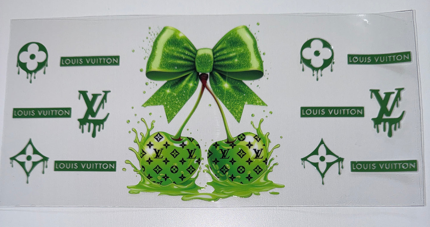 Green Luxury Cherries - 16oz Uv DTF Cup Wrap
