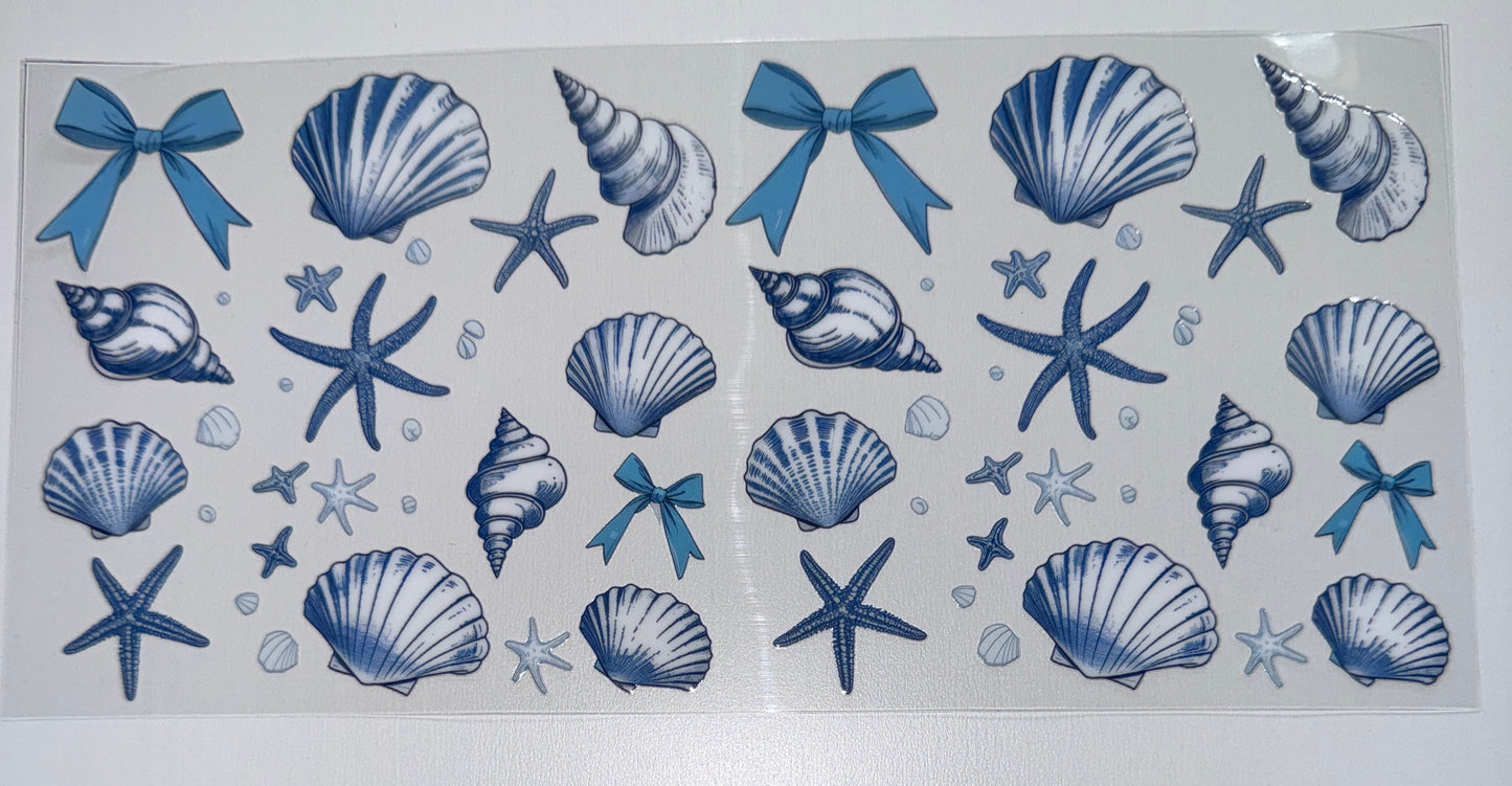 Blue Shells - 16oz Uv DTF Cup Wrap