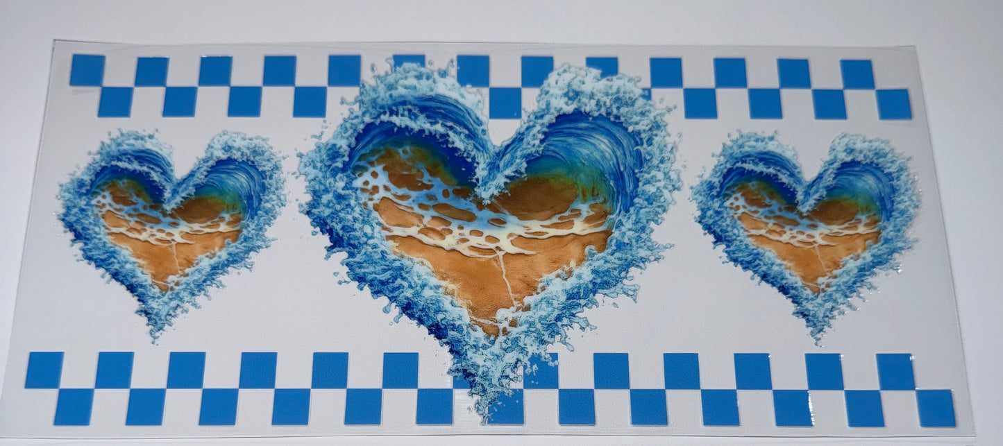 Beach Hearts - 16oz Uv DTF Cup Wrap