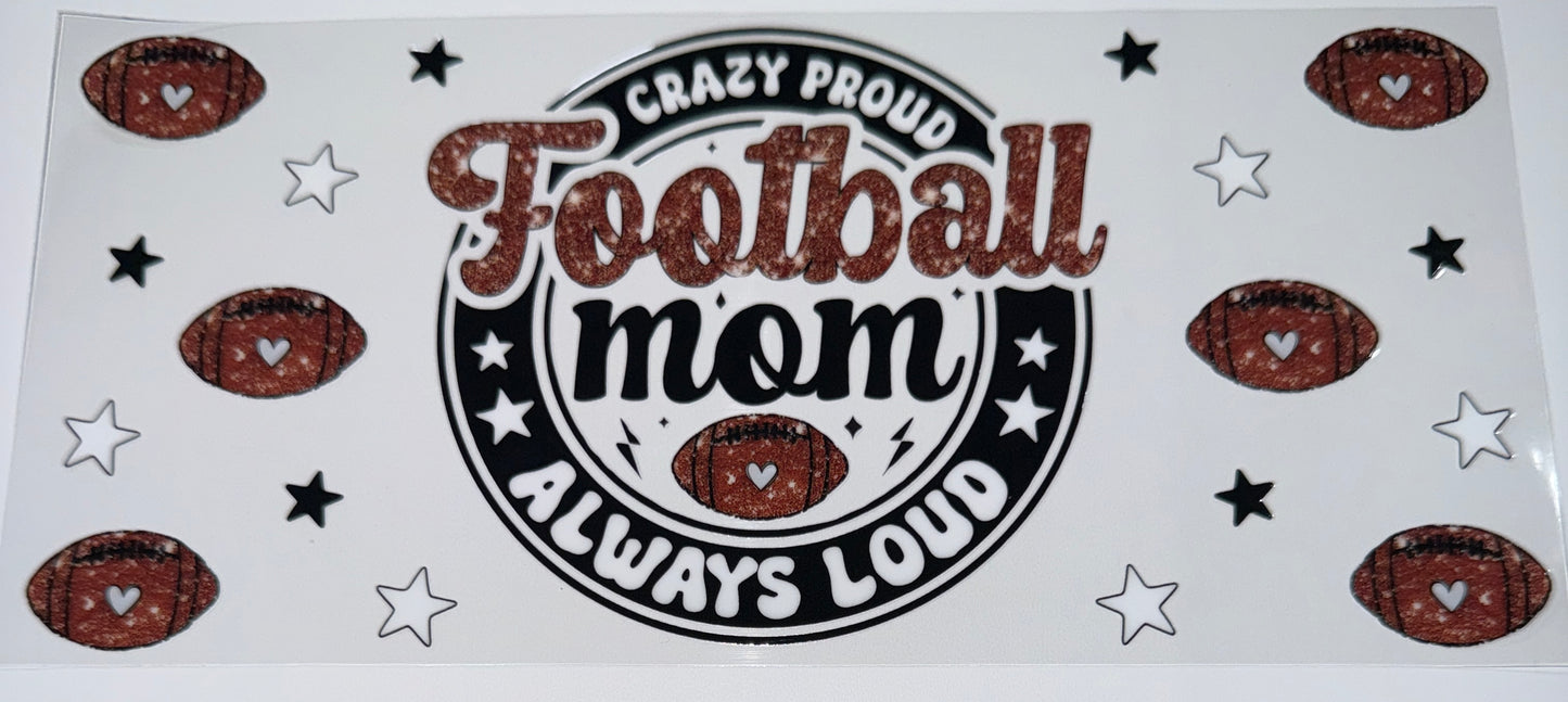 Football Mom - 16oz Uv DTF Cup Wrap