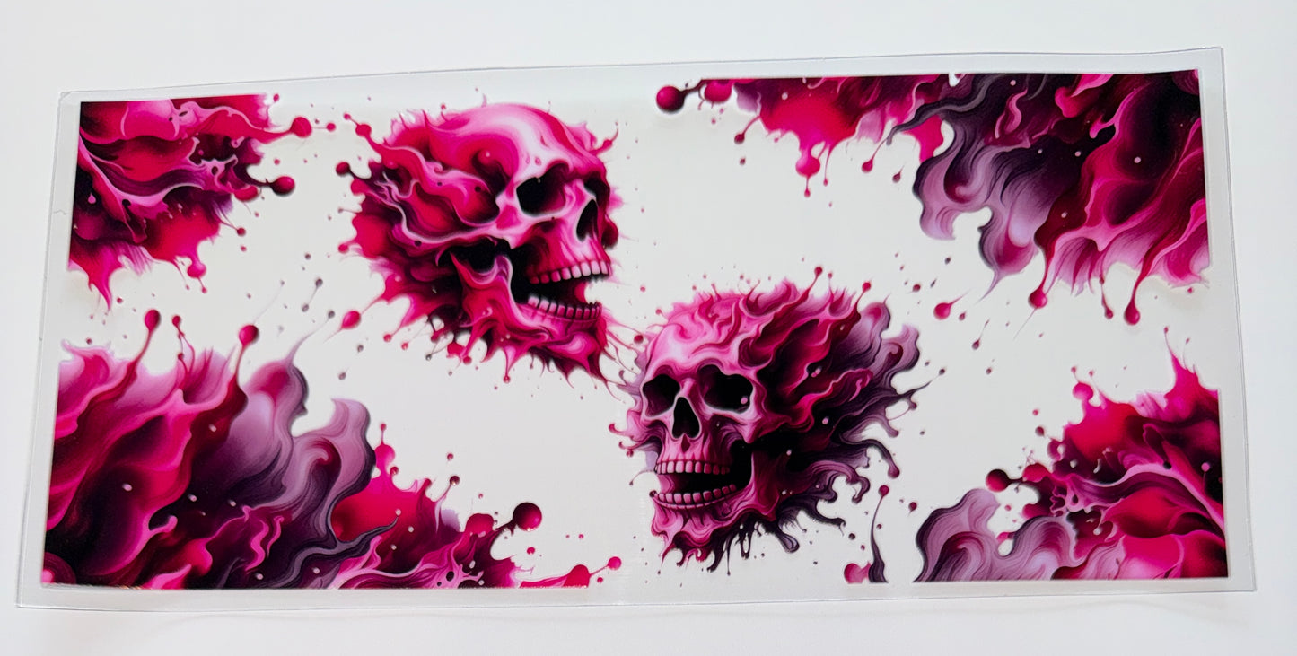 Pink Skull - 16oz UV DTF Cup Wrap