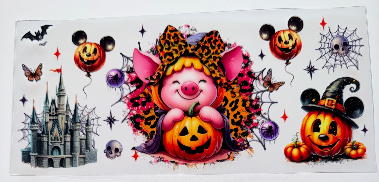 Pumpkin Piggy - 16oz UV DTF Cup Wrap