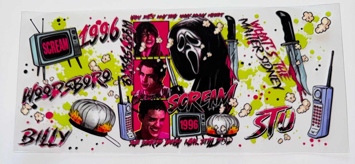 Neon Green and Pink Sceam - 16oz UV DTF Cup Wrap