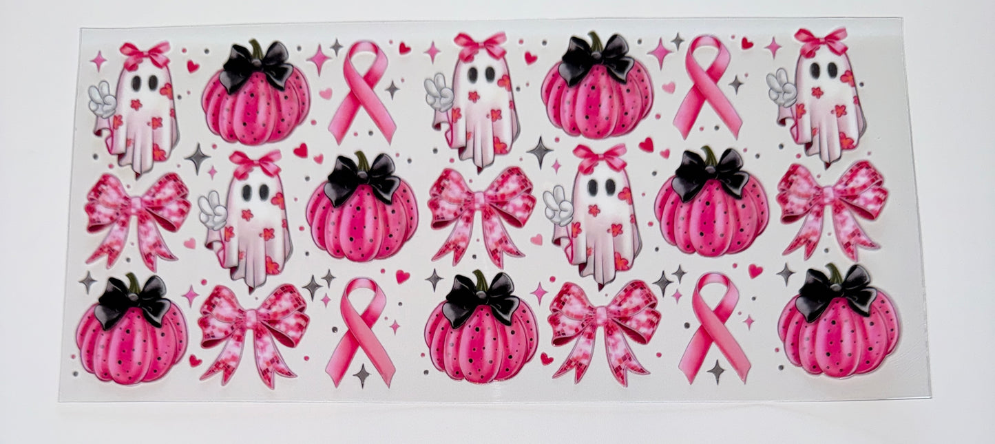 Breast Cancer Ghost - 16oz UV DTF Cup Wrap