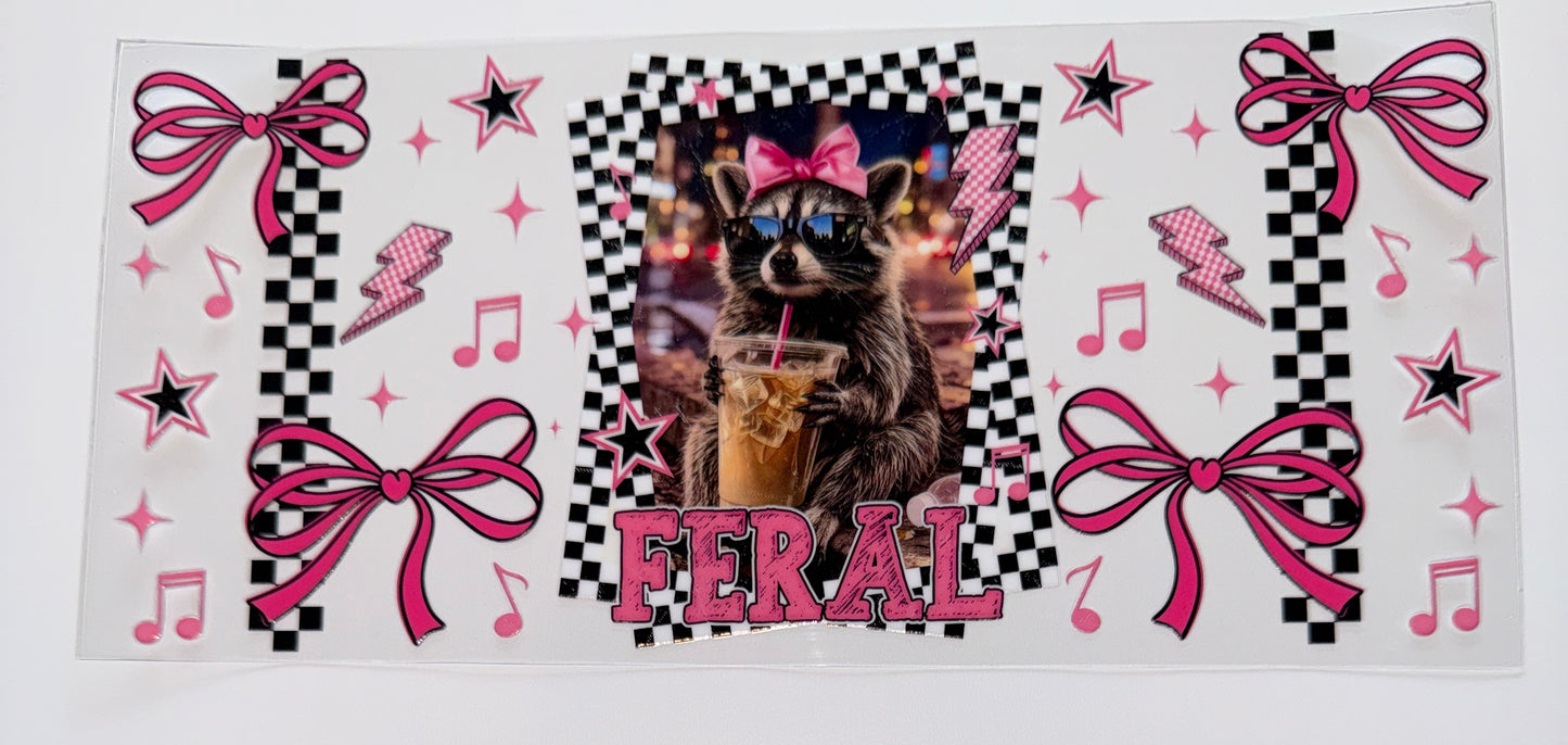 Feral Coffee Racoon - 16oz UV DTF Cup Wrap