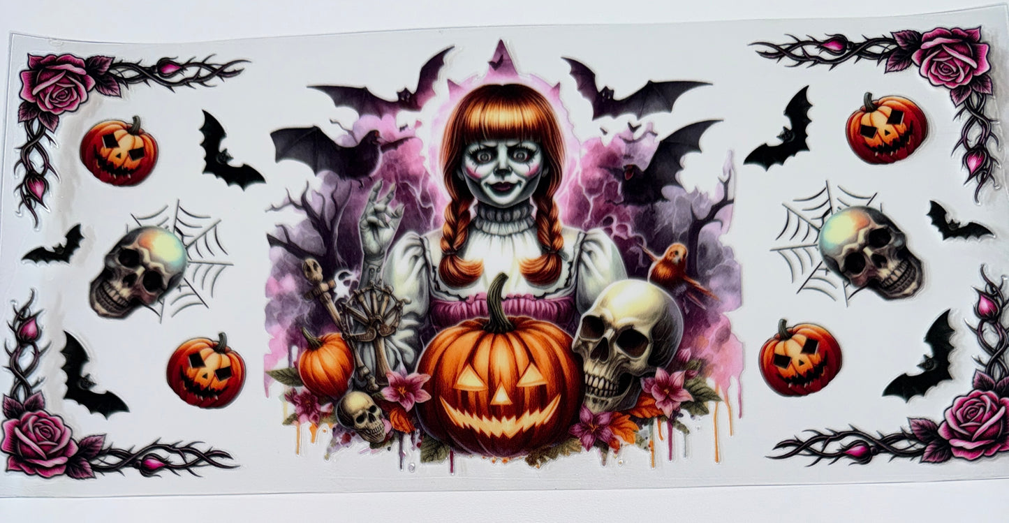 Belle Doll Spooky - 16oz UV DTF Cup Wraps