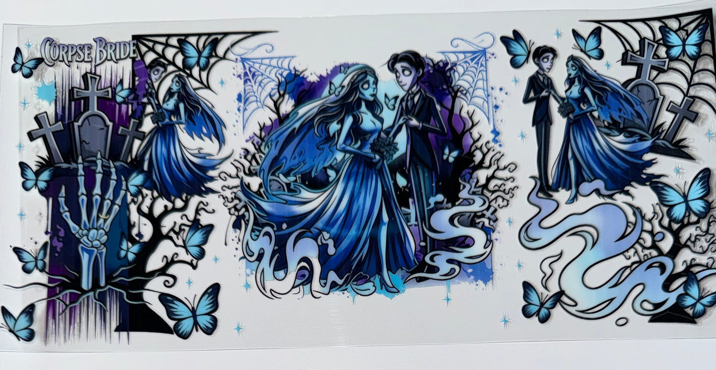 Blue Bride and Man - 16oz UV DTF Cup Wraps