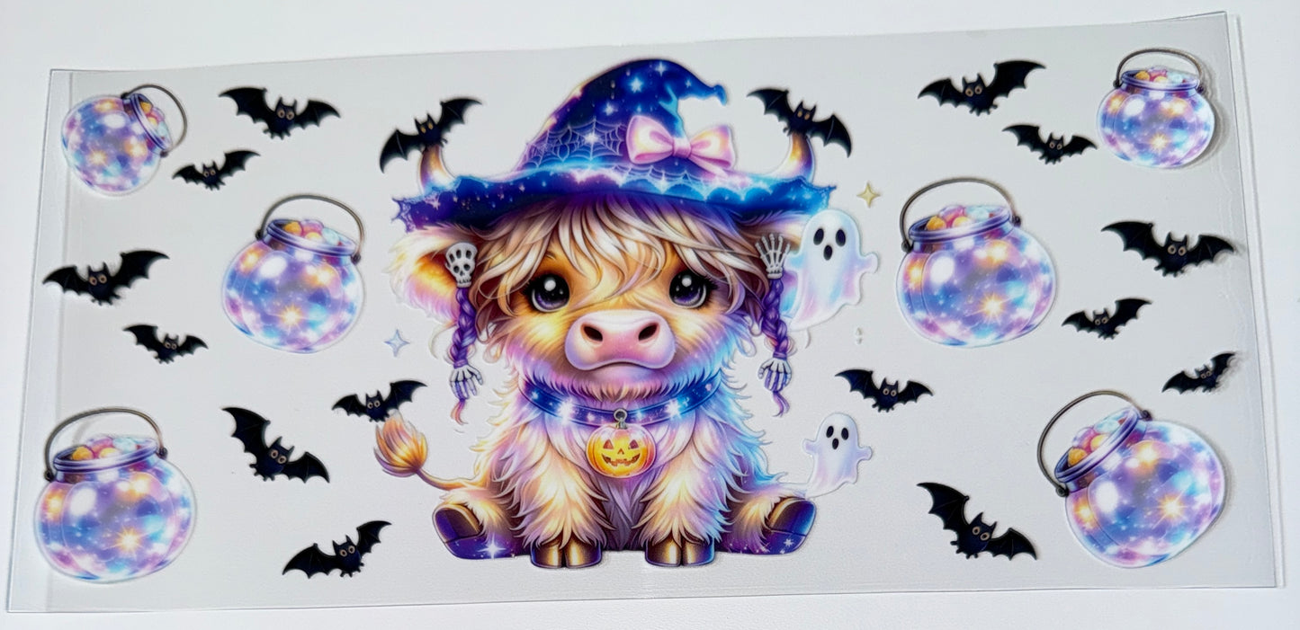 Witchy Hat Cow - 16oz UV DTF Cup Wraps
