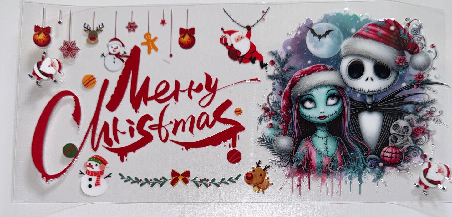 Merry Christmas Skelly - 16oz UV DTF Cup Wrap