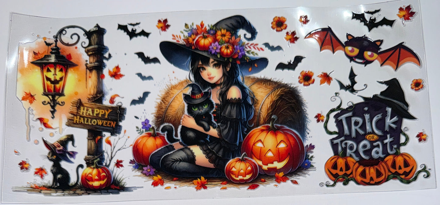 Witch and Kitty - 16oz UV DTF Cup Wrap