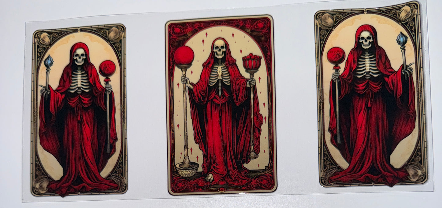 Red Skeleton 3 Cards - 16oz UV DTF Cup Wrap