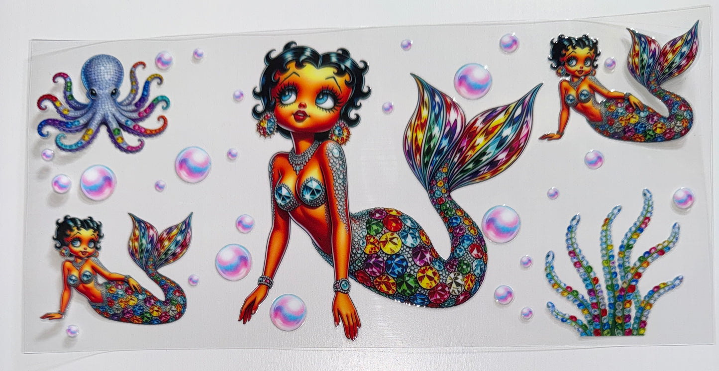 Rainbow Mermaid Betty - 16oz UV DTF Cup Wrap