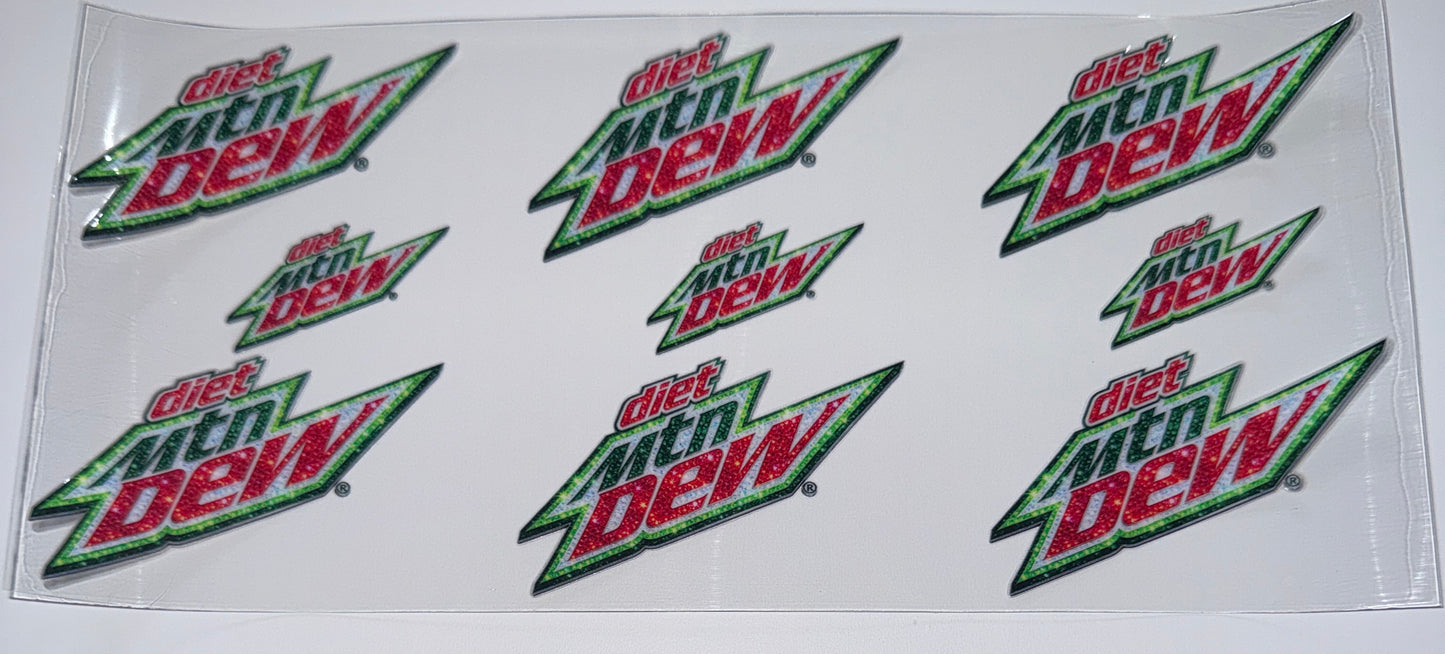 Faux Bling Dew Diet Collage - 16oz UV DTF Cup Wraps
