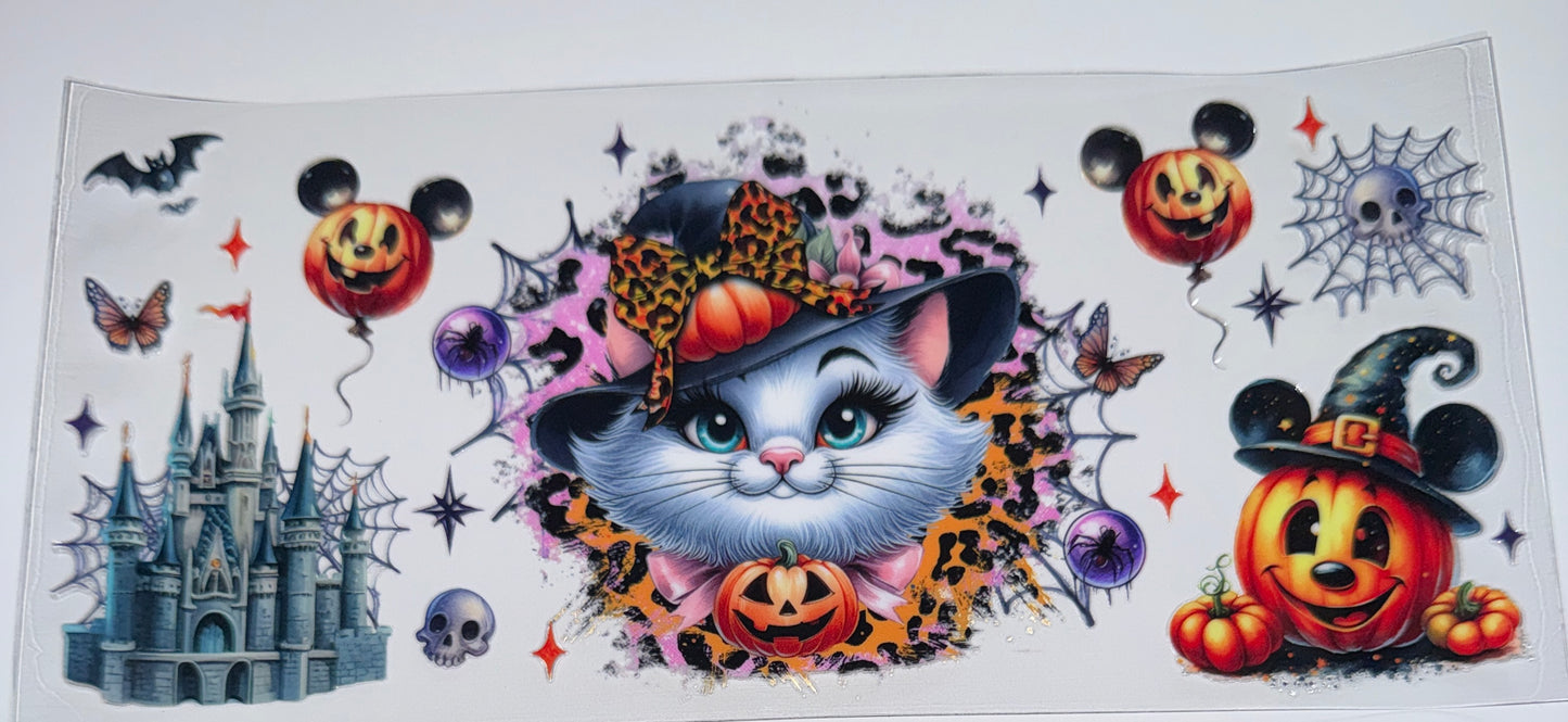 White Kitty Halloween - 16oz UV DTF Cup Wraps