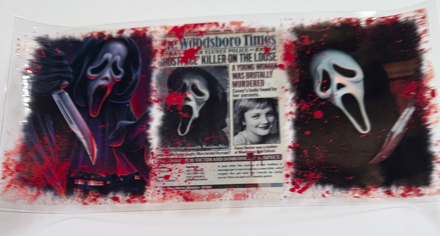 Newspaper Ghostface - 16oz UV DTF Cup Wraps