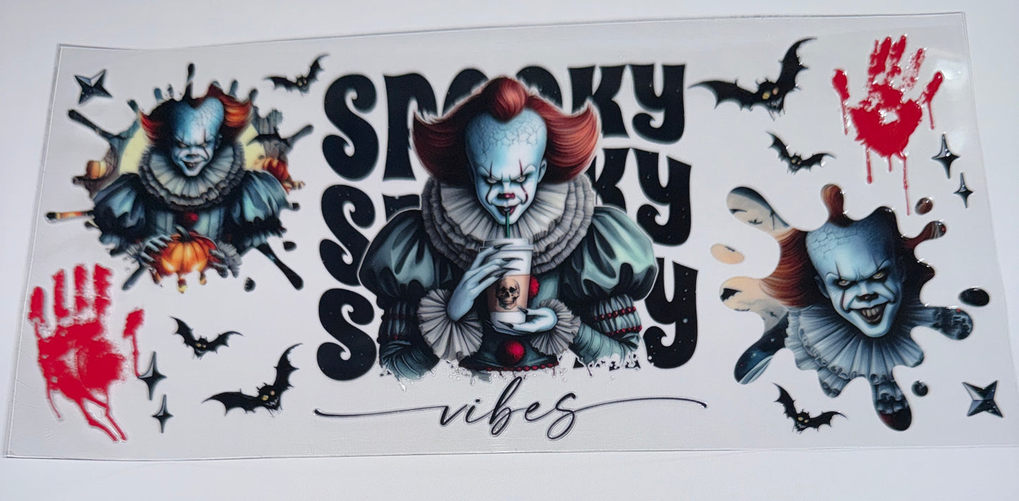 Spooky Vibes Clown - 16oz UV DTF Cup Wraps