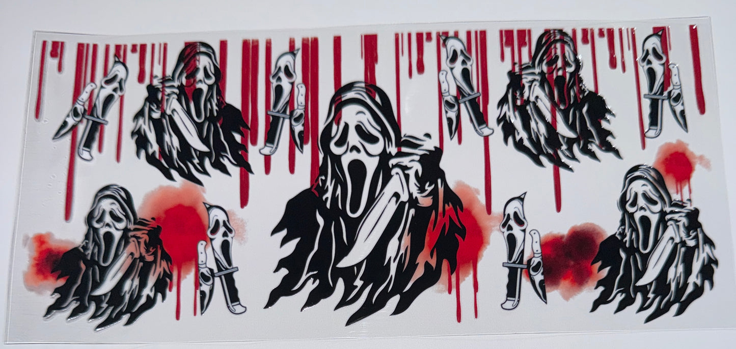 Ghostface Blood Drip - 16oz UV DTF Cup Wraps