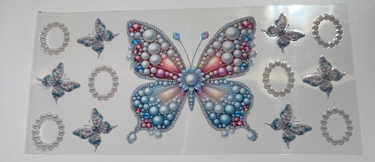 Pearl Butterfly - 16oz UV DTF CUP WRAP