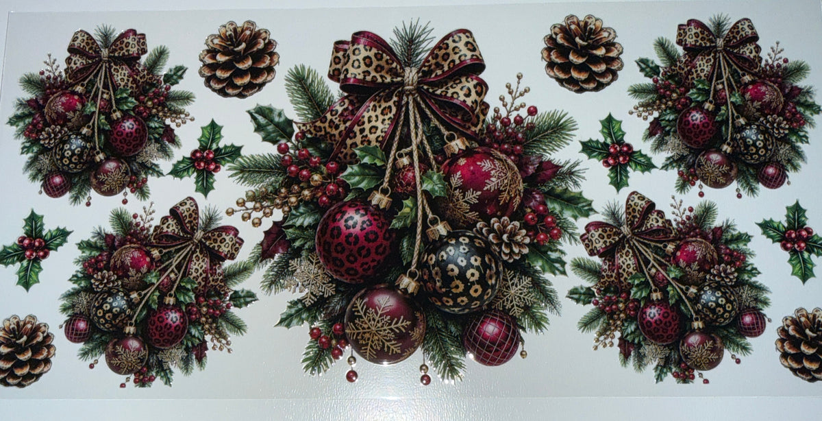 Leopard Print Balls Wreath - 16oz UV DTF Cup Wrap