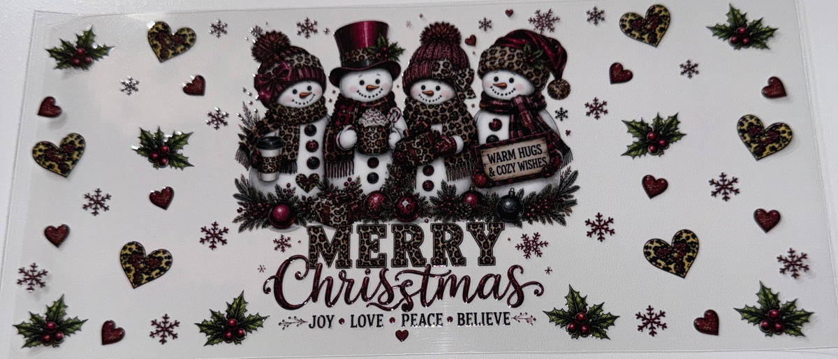 Merry Christmas Snowmen - 16oz UV DTF Cup Wrap