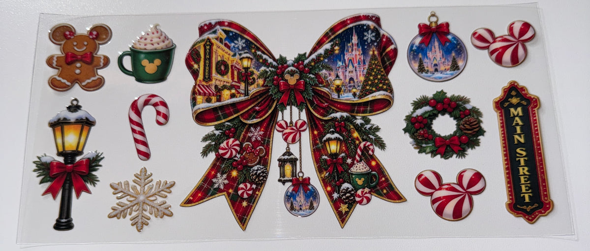 Christmas Town Bow - 16oz UV DTF Cup Wrap