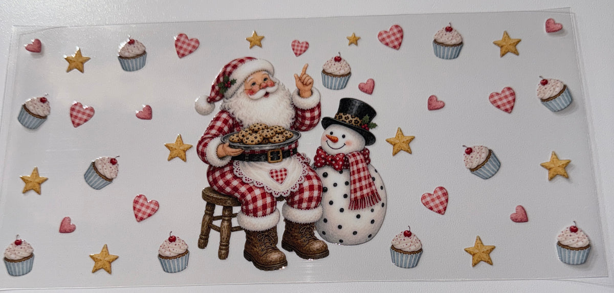 Snowman and Santa Cookies Cupcakes - 16oz UV DTF Cup Wrap