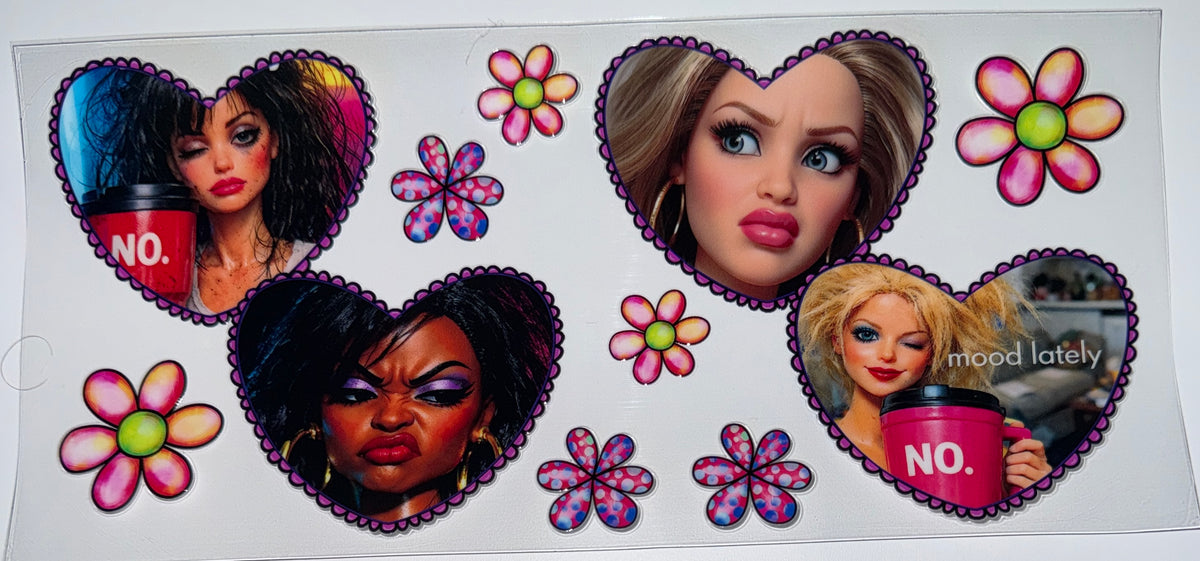 Doll Hearts No - 16oz Uv DTF Cup Wrap