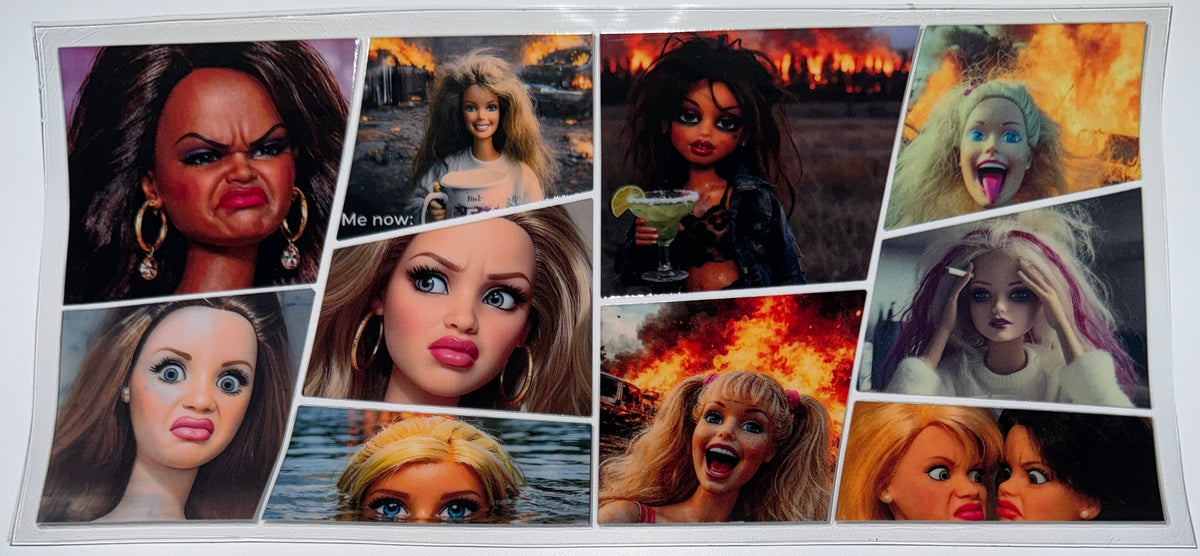 Doll Collage Stank Face - 16oz Uv DTF Cup Wrap