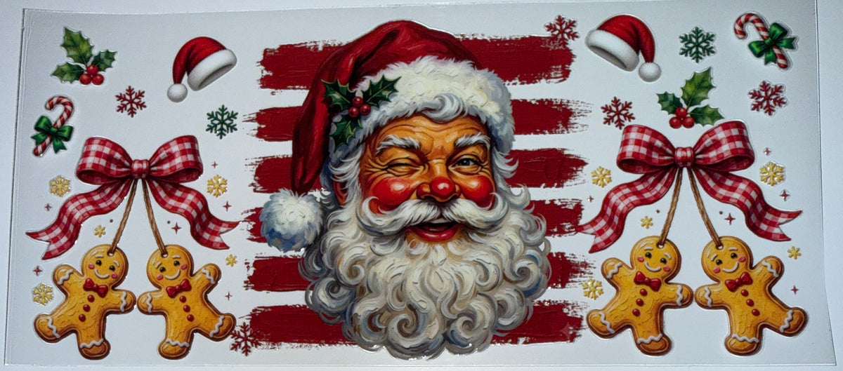 Santa Stripes - 16oz Uv DTF Cup Wrap