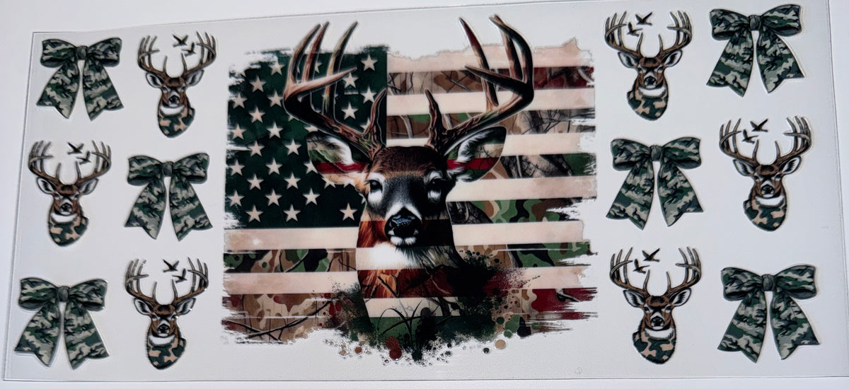 Deer Flag - 16oz Uv DTF Cup Wrap