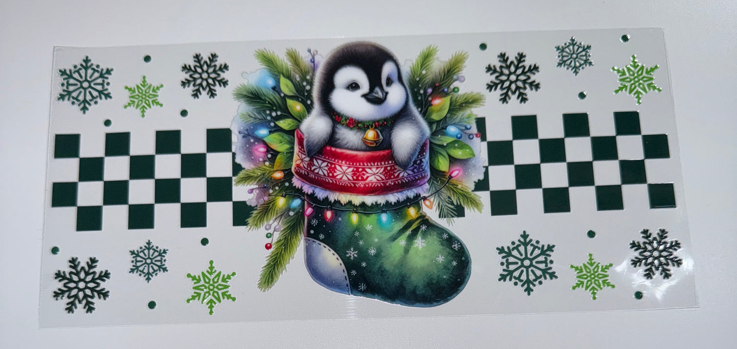 Penguin Stocking - 16oz Uv DTF Cup Wrap