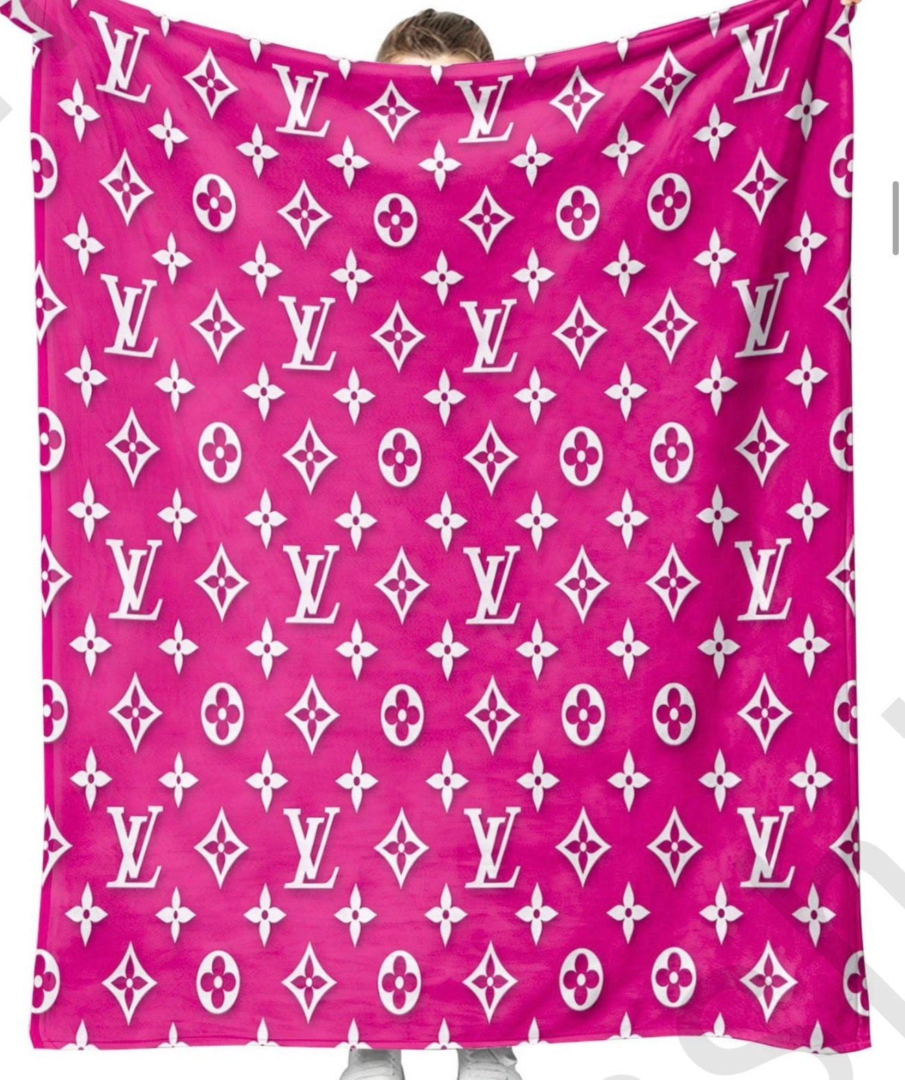 60in x 80in Luxury Pink and White Blanket