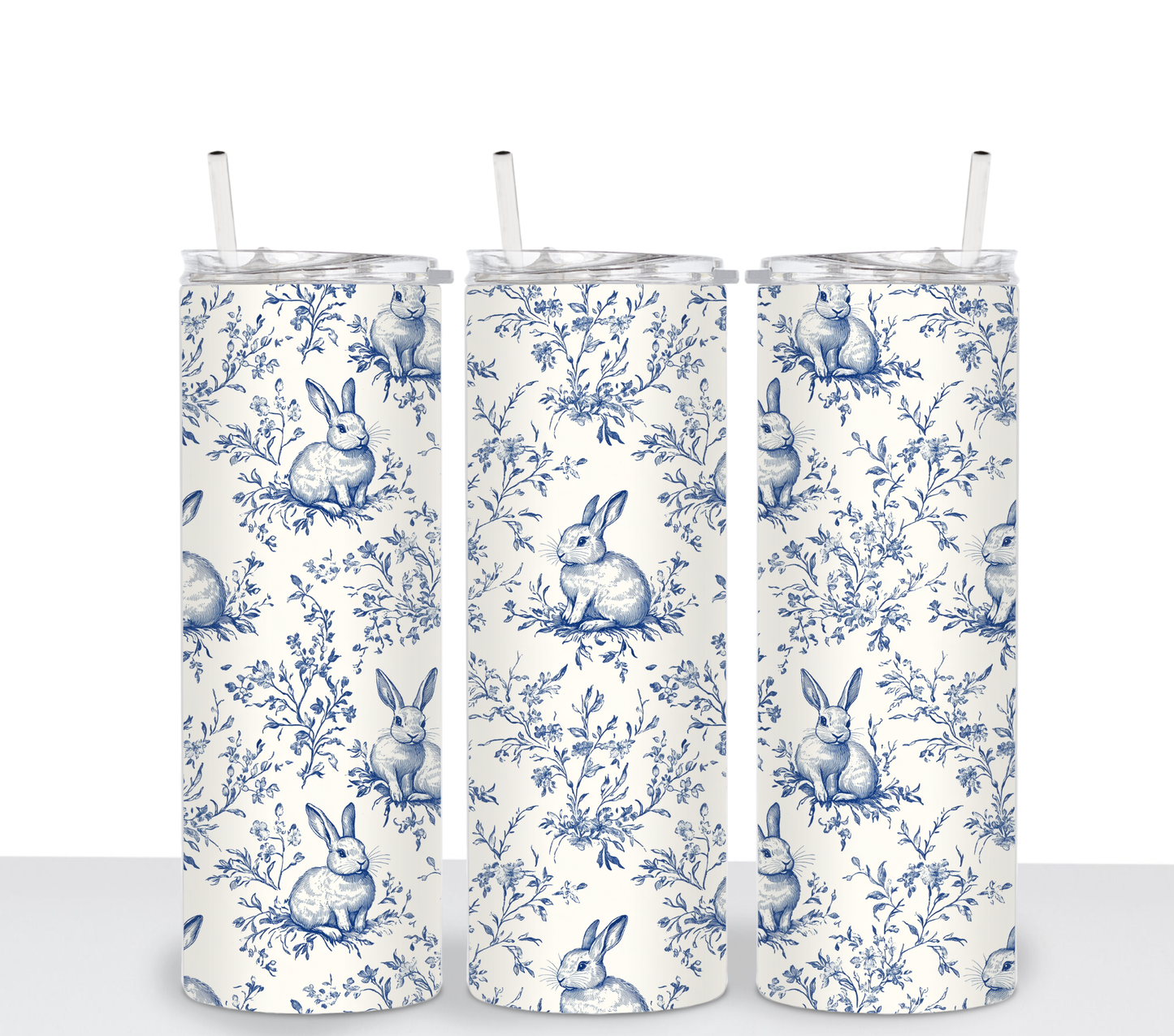 Blue Floral Bunny - Sublimation Transfer