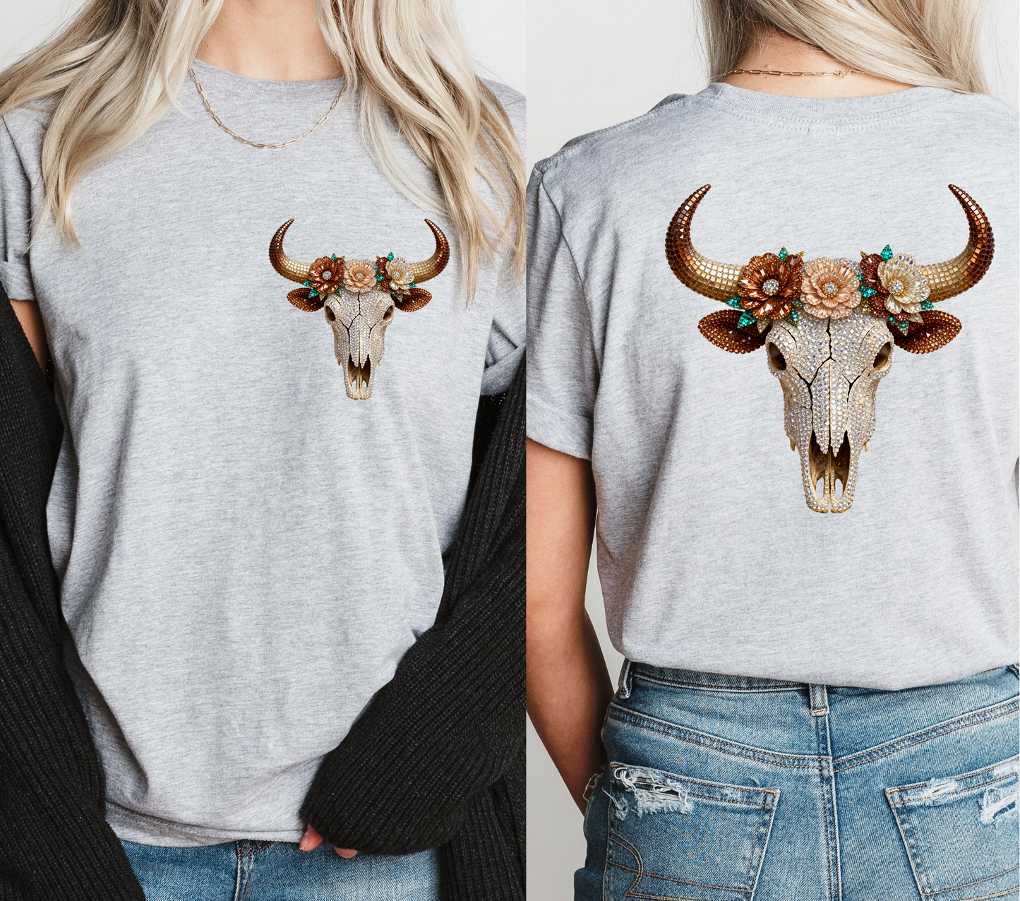 Faux Bling Bull Head - DTF Transfers with Pocket