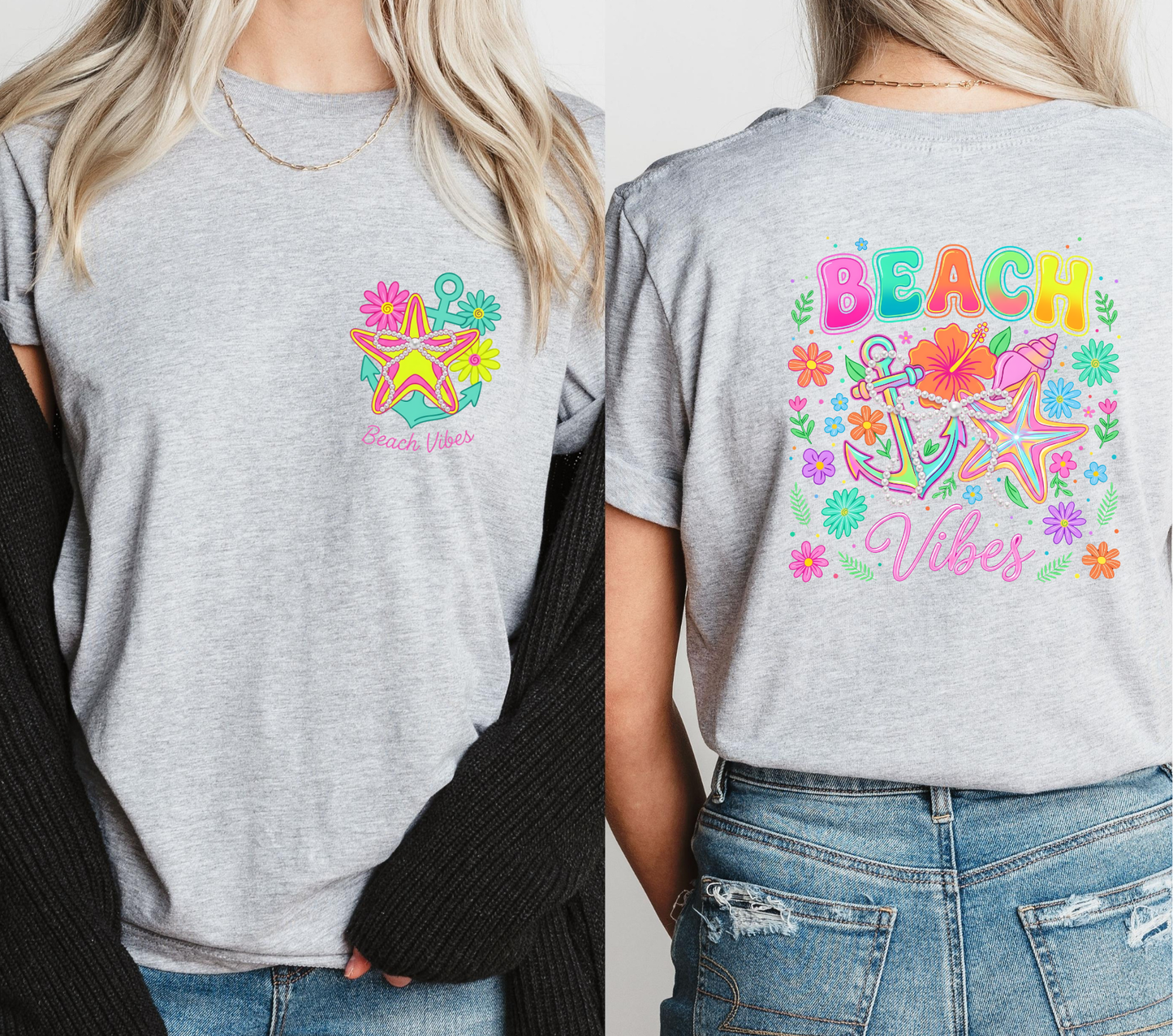 Beach Vibes Neon Color - DTF Transfers with Pocket