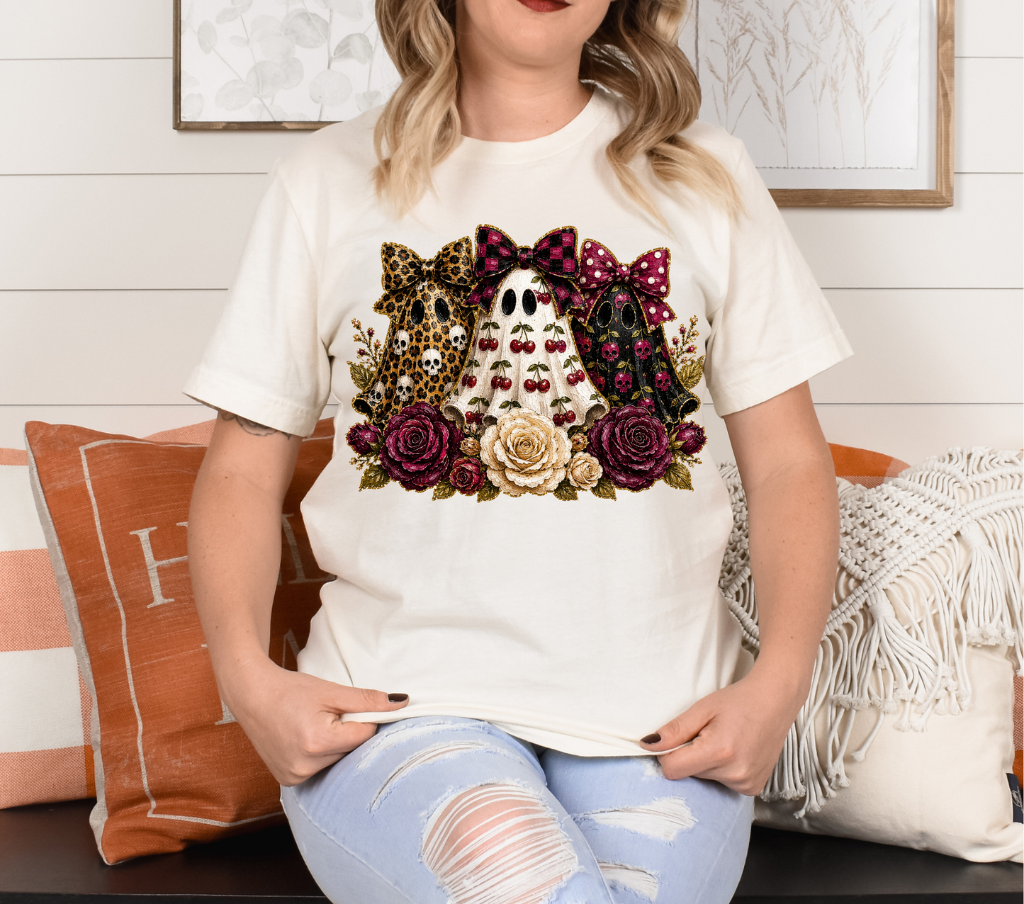 Cherry Skull Pattern Ghost - DTF Transfers