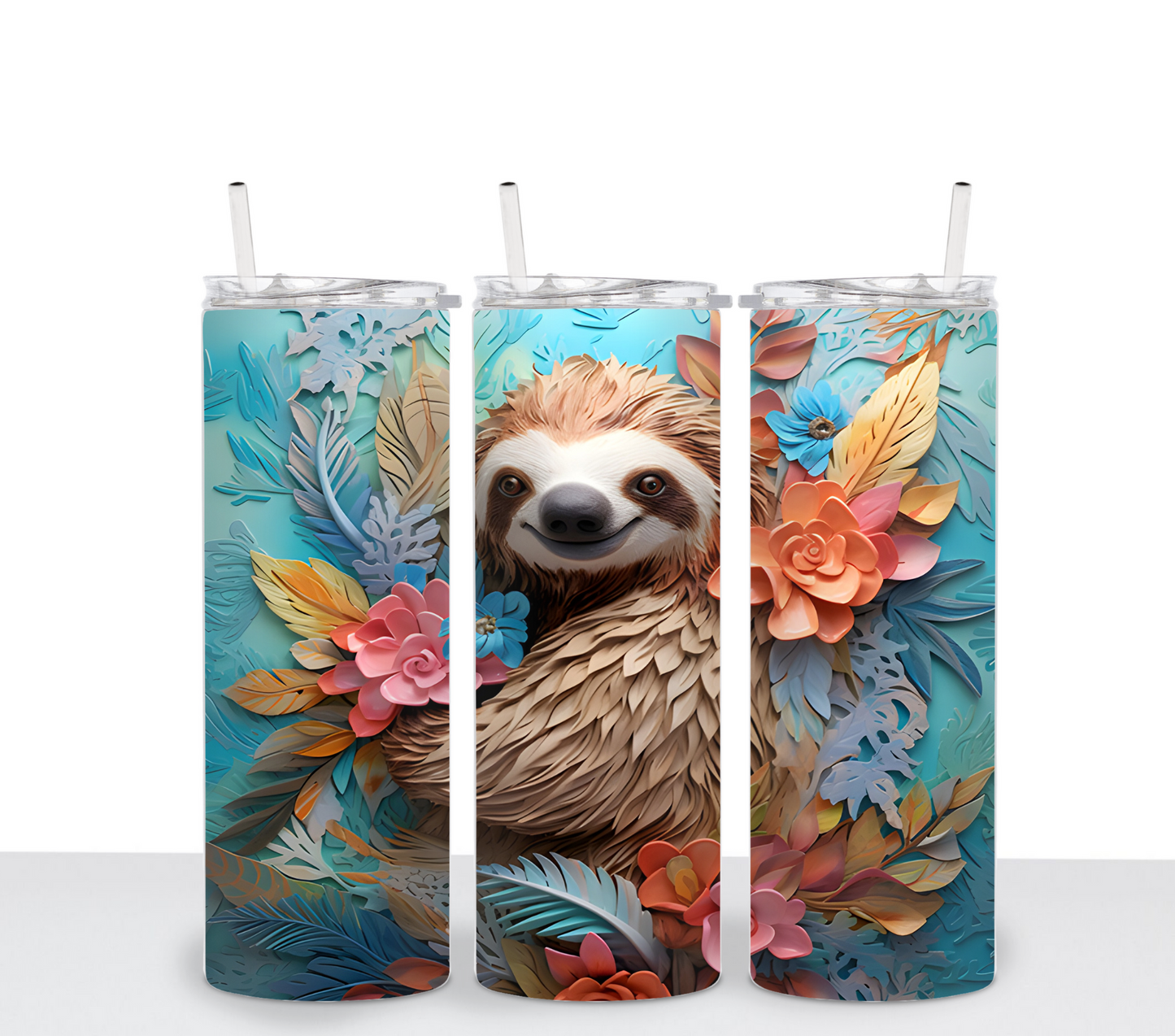 3D Floral Sloth - Sublimation Transfer