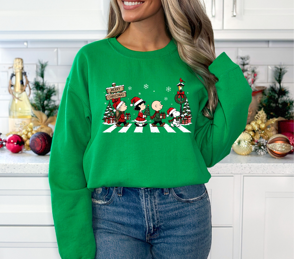 Crosswalk White Dog Christmas -DTF Transfer