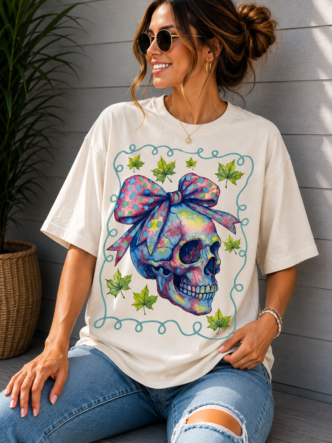 Skull with Bow - DTF Transfer