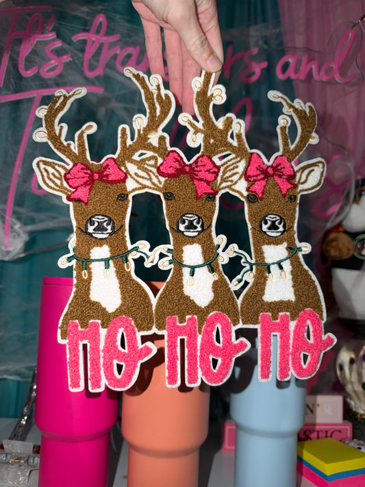 Ho Ho Ho Reindeer Chenille Patch