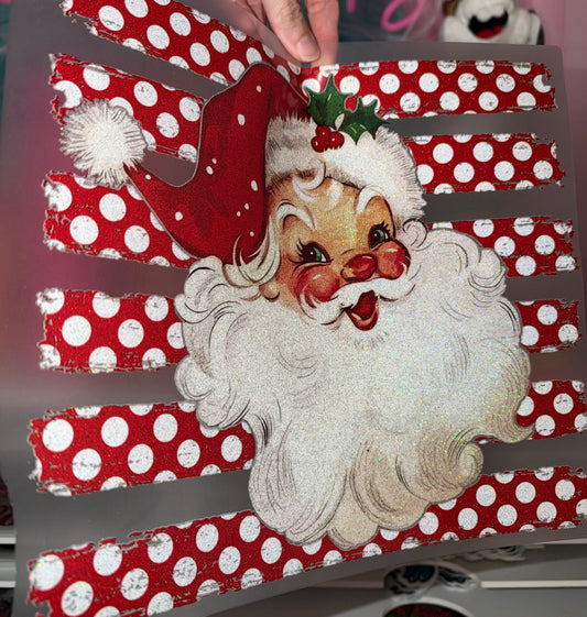 Polka Dot Stripes Santa - Glitter Screen Print