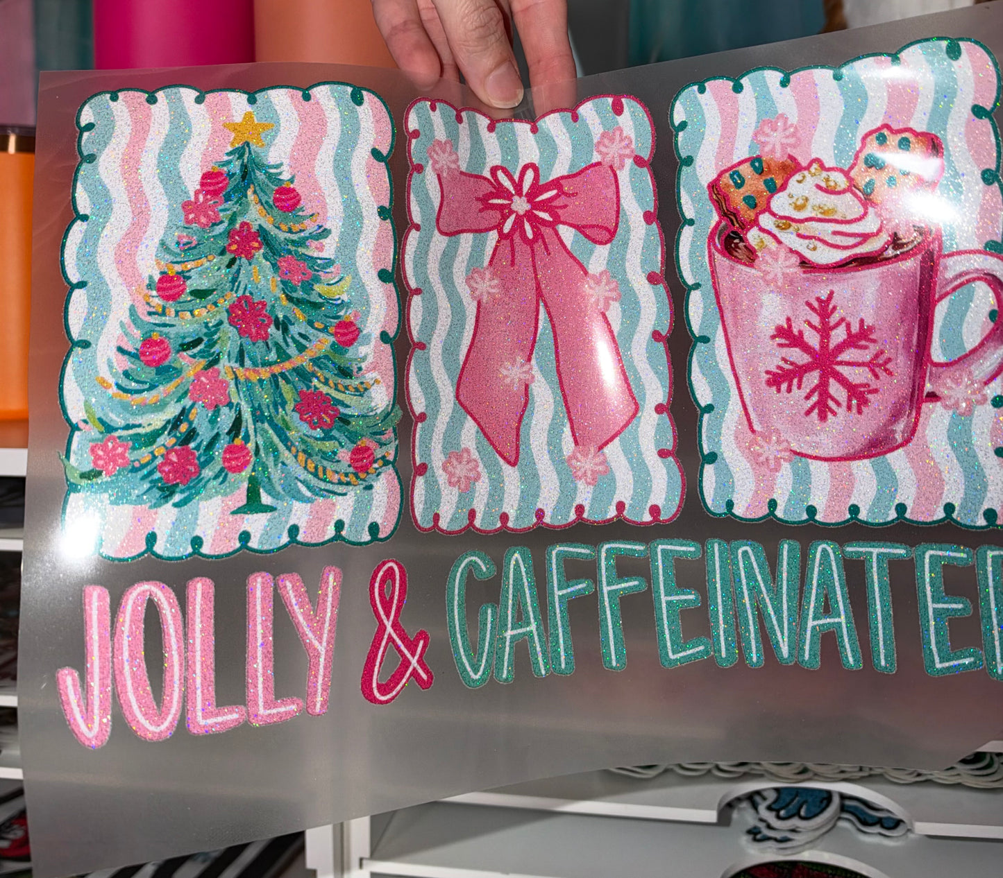 Jolly & Caffeinated - Glitter Screen Print