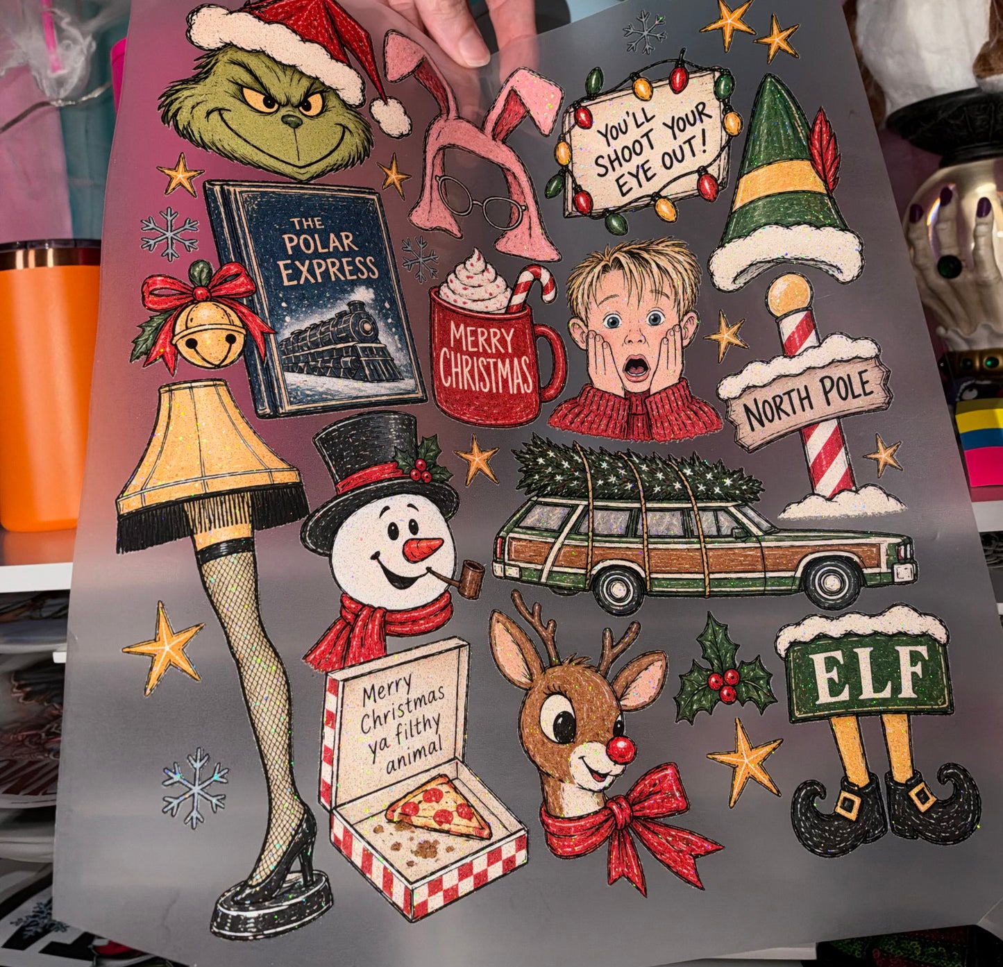 Vintage Christmas - Glitter Screen Print