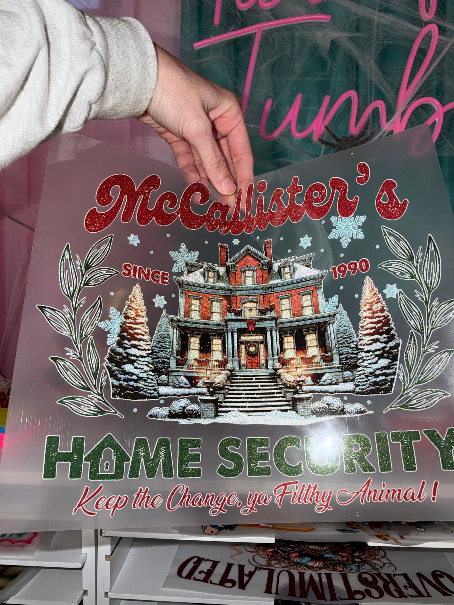 Home Security - Glitter Screen Print Transfer