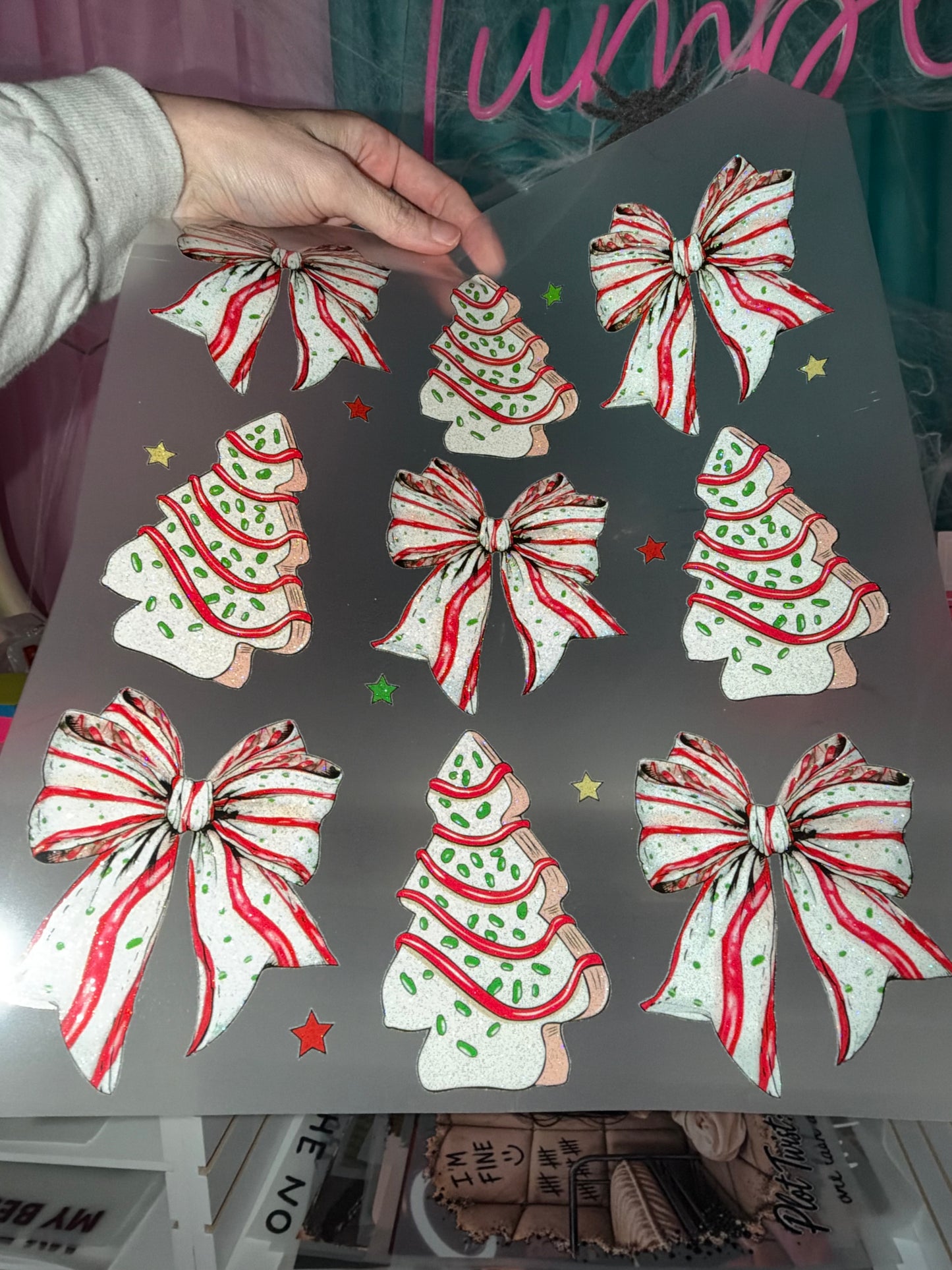 Christmas Tree Cake - Glitter Screen Print Transfer