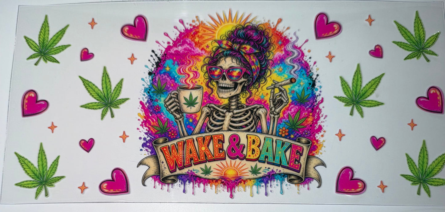 Wake and Bake SKelly - 16oz UV DTF Cup Wrap